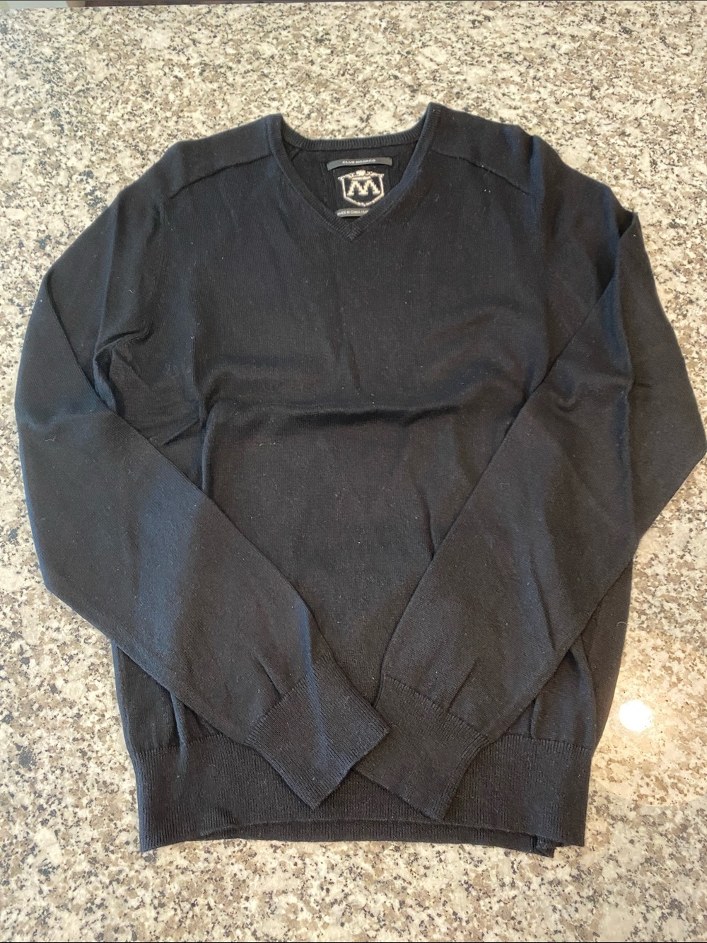 Men's Black V-Neck Sweater by Club Monaco Cashmere/Cotton Blend